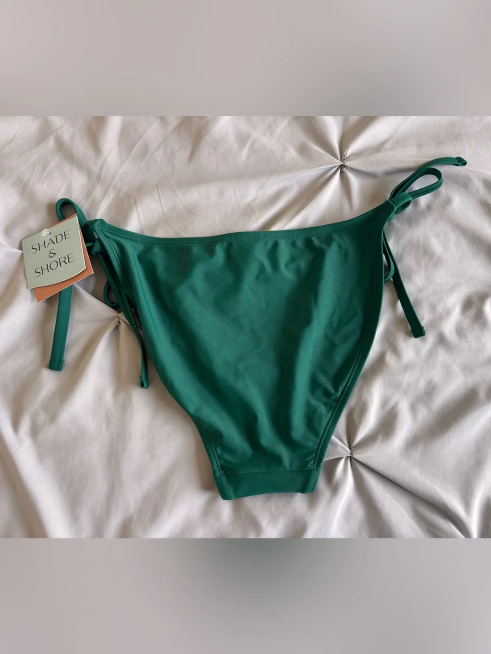 Shade & Shore Green Tie-Side Cheeky Low Rise Bikini Bottom Small NWT